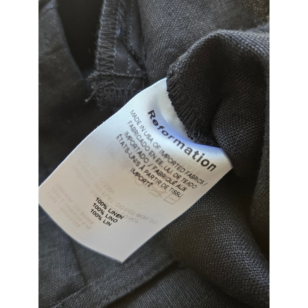 Reformation Mason Linen Pleated High Waist Wide Leg Trouser Black Size 0 - Picture 10 of 15